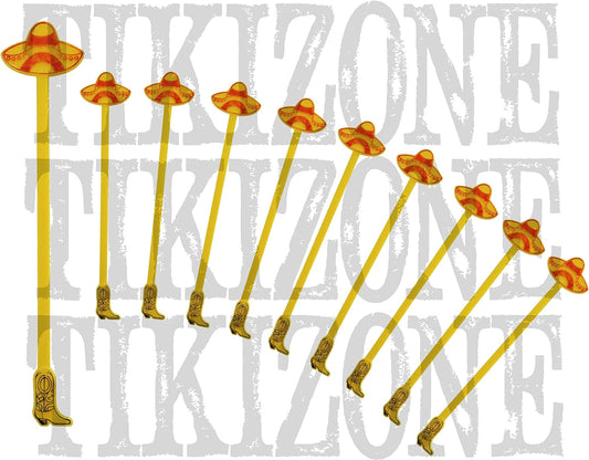 20 Pack Sombrero Cocktail/Drink Stirrer Sticks with Cowboy Boot Bottoms