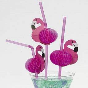 Pink Flamingo Bendy Cocktail Drinking Straws