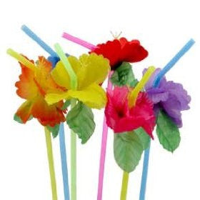 Tropical Hawaiian Bendy Flower Straws