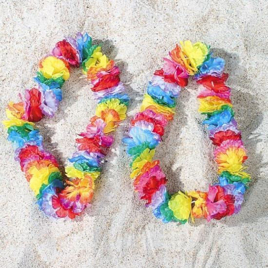 Rainbow Pride Flower Leis - 12 pack