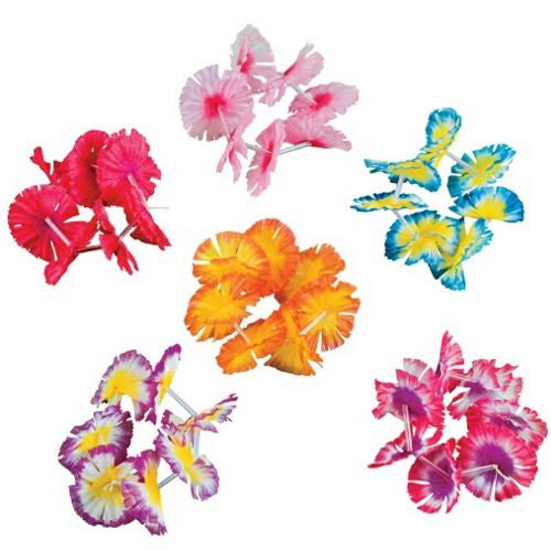 12 Pair - Hawaiian Flower Lei Bracelets