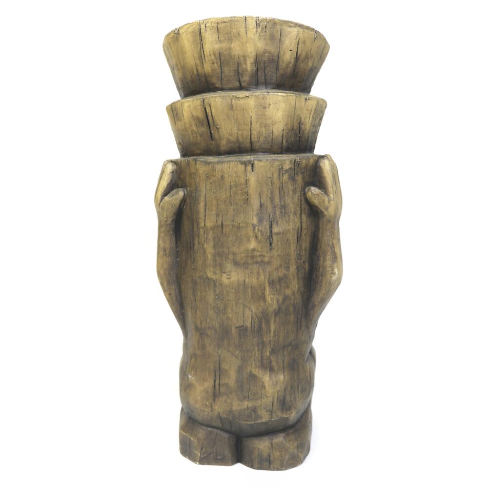 A Large Solar Tiki Statue Glowing EYES -Tiki Bar Mask Garden Totem Hawaiian Luau