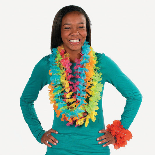 Neon Colored Bright Flower Leis