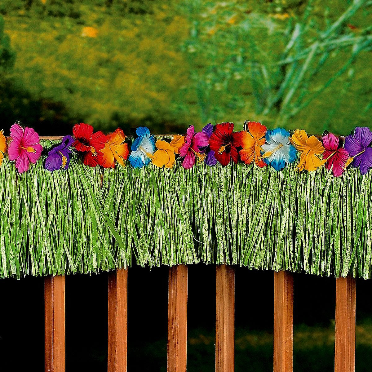 Hawaiian Luau Hibiscus Green Fringe Decoration