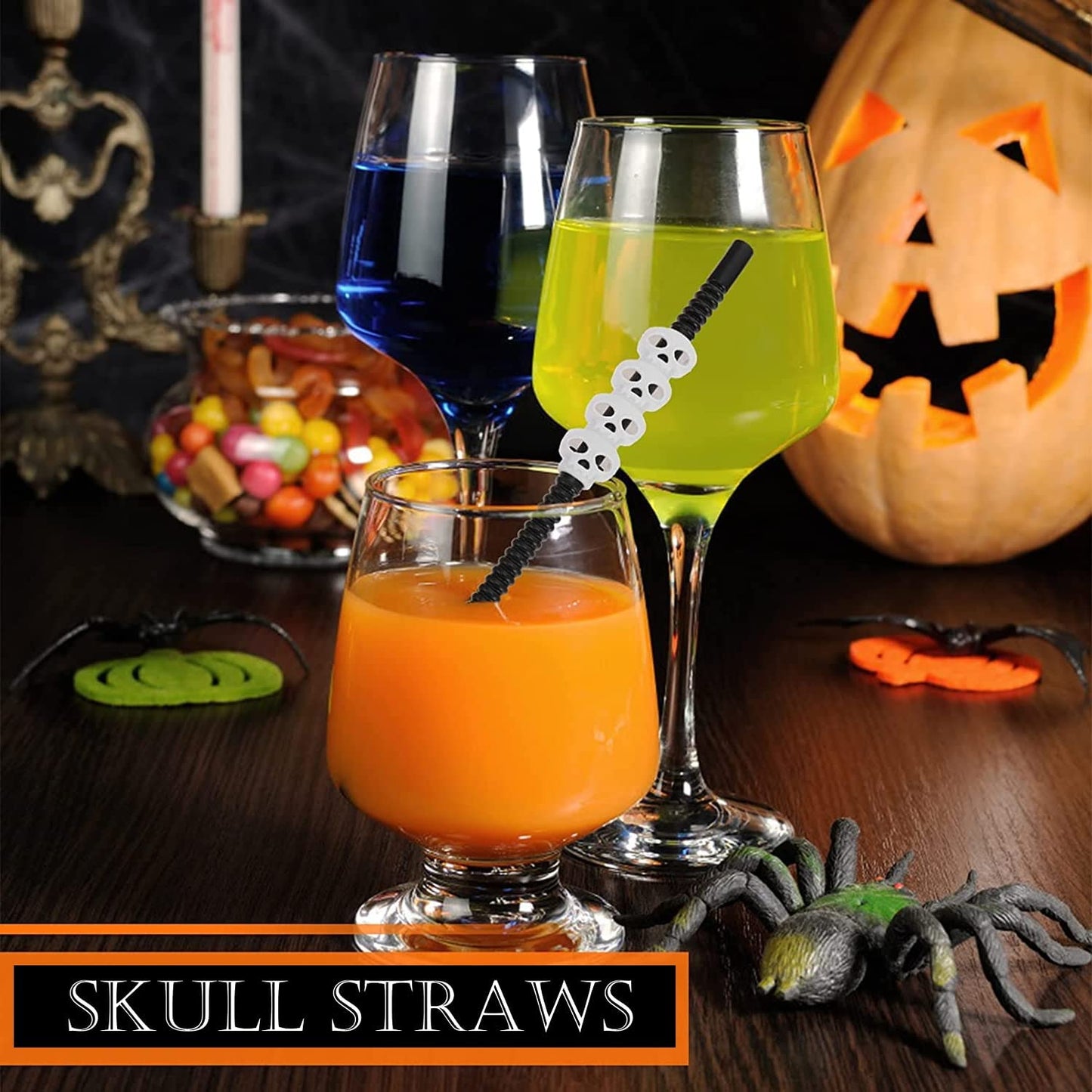 Zombie Skeleton Skull Halloween Bendy Straws