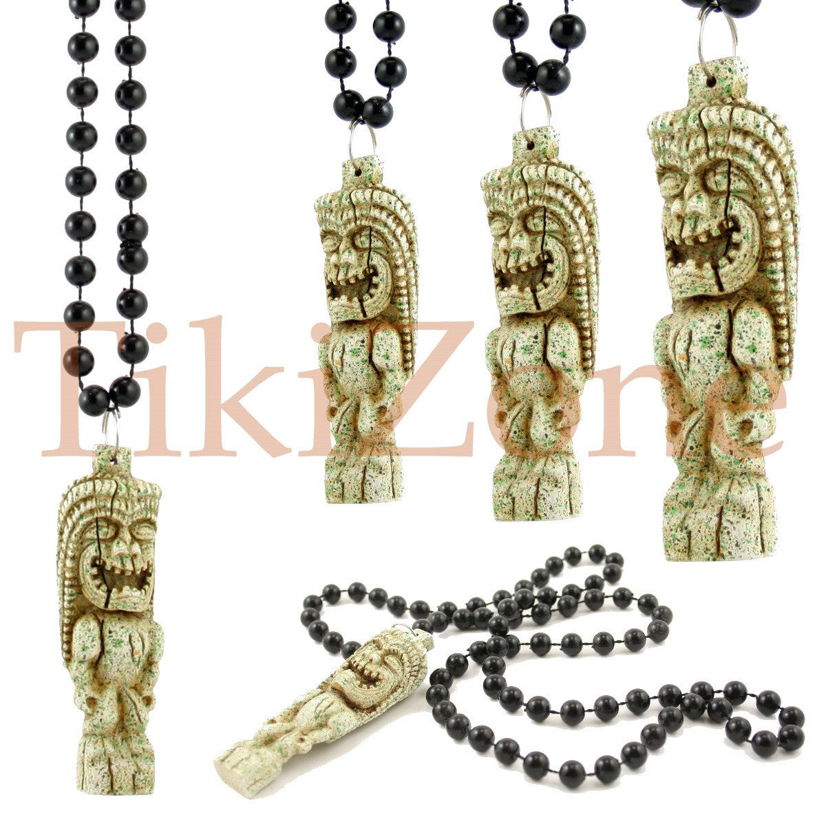 Stone Look Tropical Hawaiian Tiki Necklace