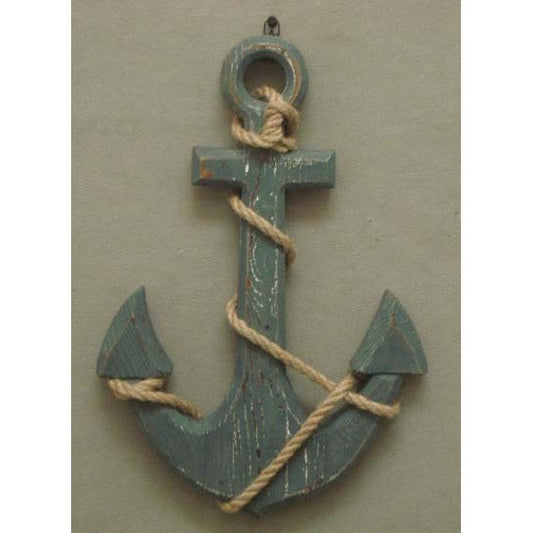 Nautical Decor Wood Anchor with Rope