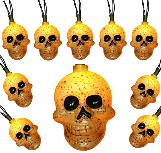Plug In Skull Party Lights, Day of the Dead Skull Light String Set, Halloween