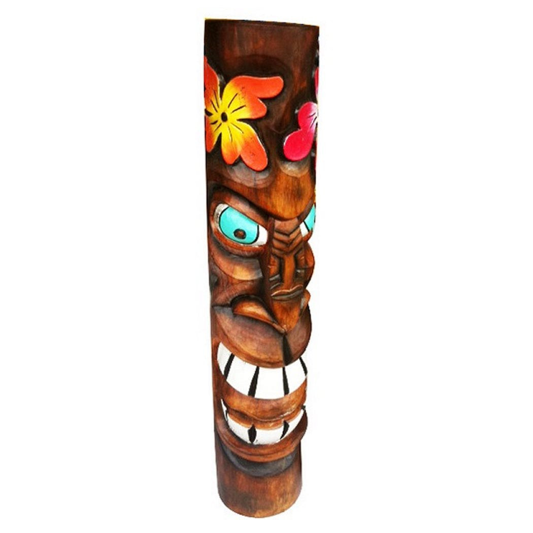 Carved Wood Primative Painted Tiki Head