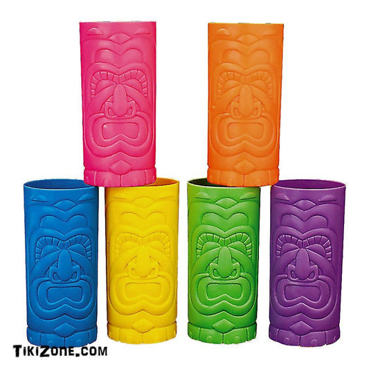 6 Assorted Colors Plastic Tiki Mugs
