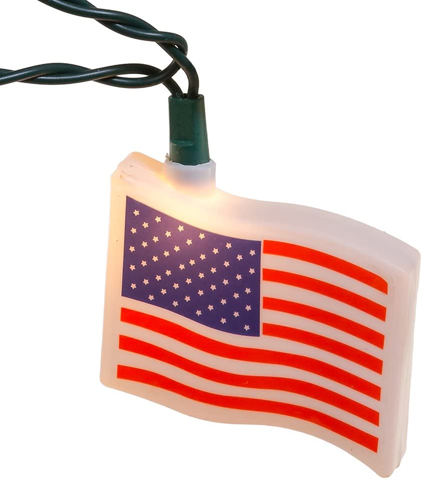 Patriotic 10-Light USA Flag Light Set