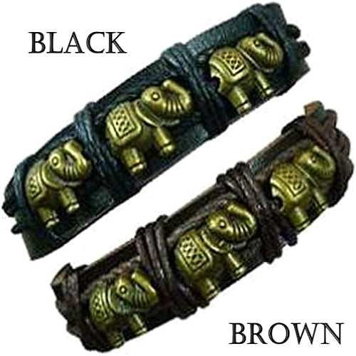 Indian Elephant Leather Bracelets - Exotic Charm Jewelry