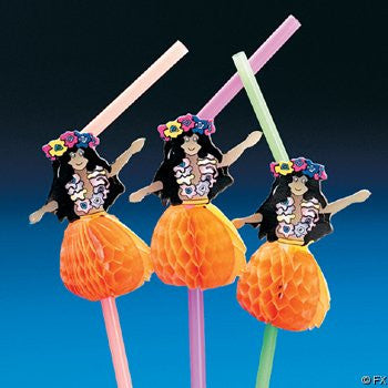 Tropical Paper Hula Girl Party Straws