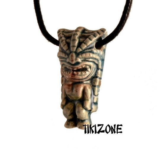 Ceramic Angry Tiki Head Necklace