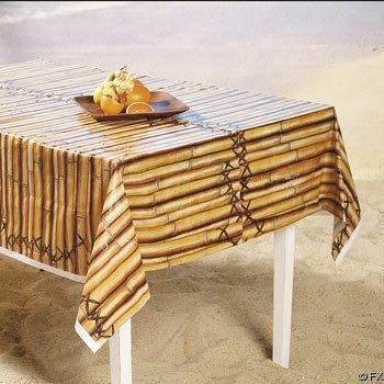 Faux Bamboo Tropical Tiki Table Cover