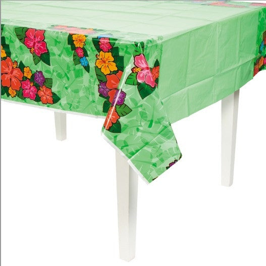 Green Hibiscus Flower Tiki Tablecloth