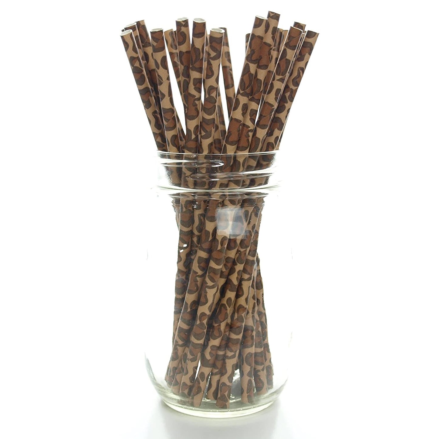 Leopard Print Straws (25 Pack) - Animal Paper Drinking Straws