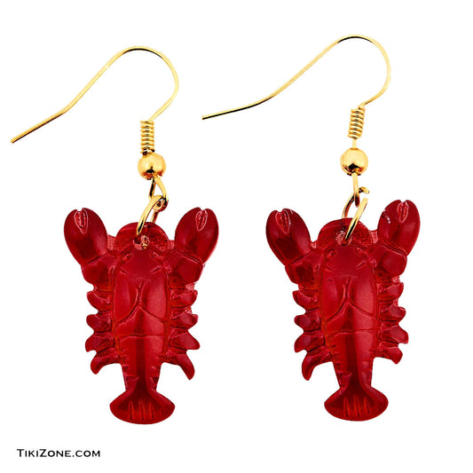 Red Lobster Earrings - Nautical Costume Jewelry