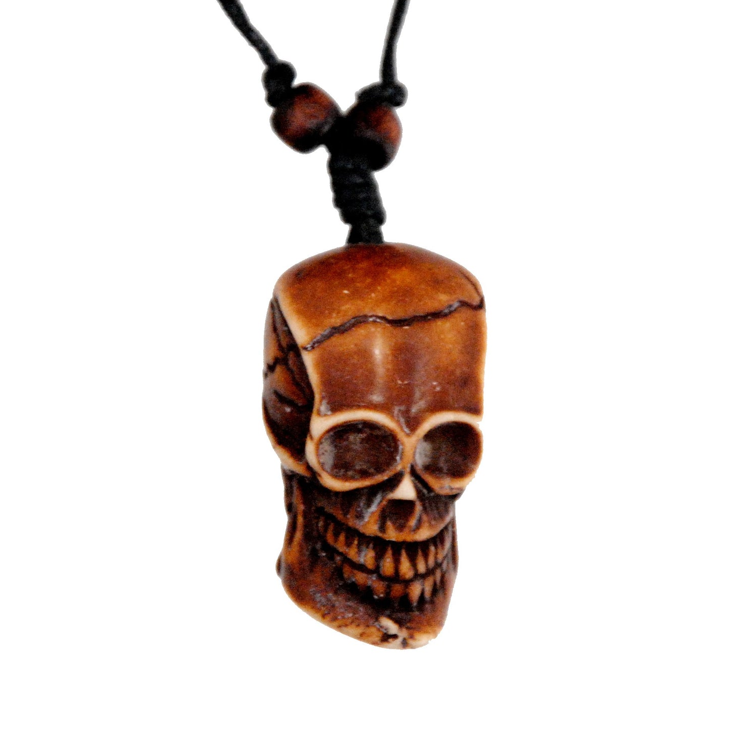 Bone Pirate Head Skull Necklace
